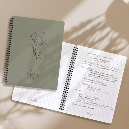Aesthetic Spiral Notebook Journal For Women - Cute Dark Green 10.5" x 8.5" College Ruled Notebook With Large Pockets And Lined Pages - Perfect to Stay Organized and Boost Productivity at Work or - Image 5