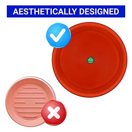 TrustBasket UV Treated Round Bottom Tray(Plate/Saucer) Suitable for 14 inch Round Plastic Pot-Terracotta Color-Set of 6 | Heavy Duty Highly Durable Plant saucer Gamla for Indoor Home Decor & Outdoor Balcony Garden