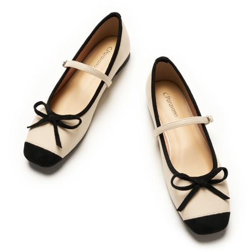 Image of C.Paravano Women's Mary Jane Flats | Square Toe Ballet Flats | Daily Wear Work Shoes | Dress Shoes with Adjustable Straps