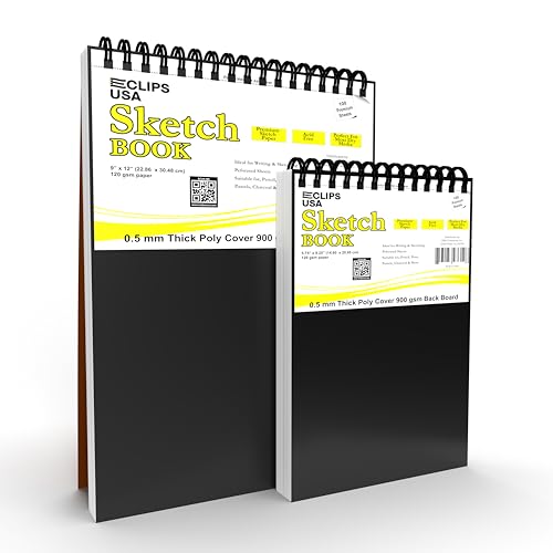 Sketch Pad, Sketch Book (2 Pack), Drawing Pad, Sketchbook for Drawing, Art Sketchbook, Top Spiral Bound, Left & Right Handed, Perforated Edge, 120 GSM, 100 Sheets (9