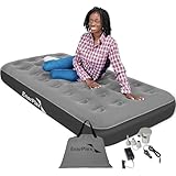 EnerPlex Camping Air Mattress with Built in Pump - Twin Blow Up Mattress for Travel & Guests - Portable Bed for Adults and Kids - Grey