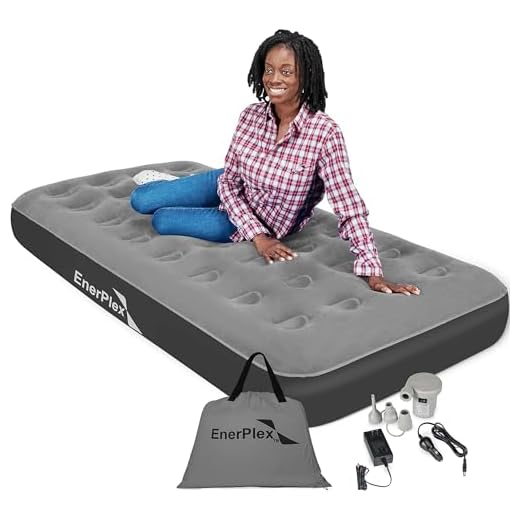 EnerPlex Camping Air Mattress with Built in Pump - Twin Blow Up Mattress for Travel & Guests - Portable Bed for Adults and Kids - Grey