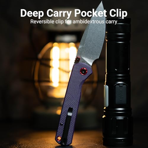Image of CJRB Latitude Folding Pocket Knife, 3.47'' AR-RPM9 Steel Blade G10 Handle EDC Knife with Top Liner Lock for Camping Survival Hiking, Purple (J1975)