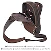 TIDING Leather Sling Chest Bag for Men Crossbody Shoulder Bags Anti Theft Small Backpack for Travel Work Daily Use, Brown #3