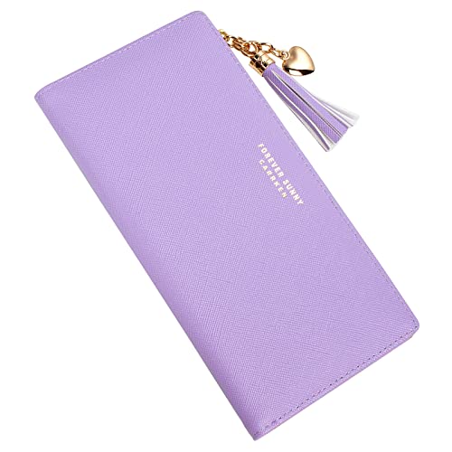 Image of Valentoria Womens Wallet Cute Elegant Long Slim Card Holder Case Minimalist Coin Purse Thin Tassels Zip Clutch Wallets for Girls Ladies | Cute