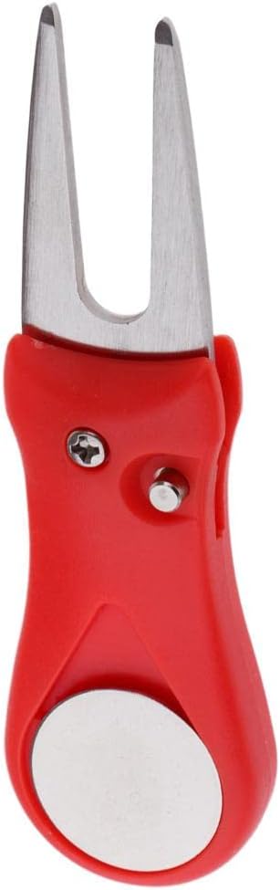 Courtieyeardceastea Pitch Repair Divot Switchblade Tool Golf Ball Marker Groove Cleaner Red