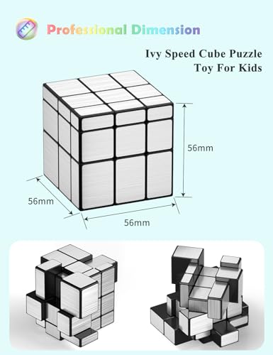 Roxenda Speed Cube,Irregular Magic Fast Cube for Kids Smooth Sequential Puzzle Cube Toys for Cubing Fun for Kids (Mirror Cube) - Image 2