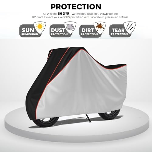 Image of Motorcycle Scooty Body Cover for Outdoor Use - Heavy Fabric Water Resistant Two Wheeler Cover with UV, Dust & Rain Protection Compatible for Ola S1 Air