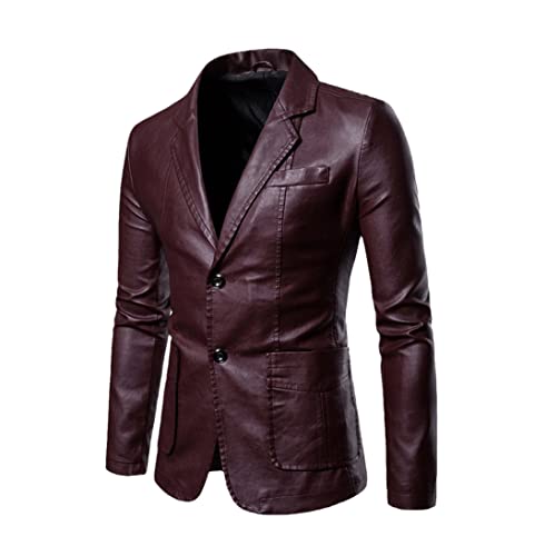Veste en cuir synthétique bordeaux homme pour sorties décontractées
