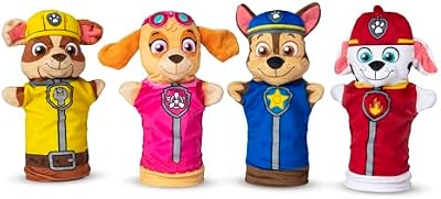 Melissa & Doug Paw Patrol Títeres de Mano, Marionetas para niños con Personajes de Patrulla Canina, Juguete Creativo, Skye, Marshall, Chase, Rubble, Regalo para niños y niñas de 3 4 5 6 7 años