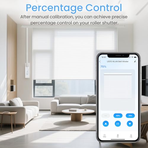 SMARTERCURRY Wlan Elektrischer Gurtwickler US15, 23mm Gurt, Bis 15 kg, 5 m² Rollladen | Rolladenschalter Smart Rolladensteuerung | Prozentuale Kontrolle | Kompatible mit Alexa & Google, 1 Stück