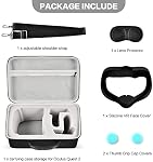 Comecase Cas de transport dur pour la quête 3/ Quest 3S/ pour Quest 2 Tout-en-un VR Casques de jeu et contrôleurs tactiles, sac de rangement de voyage avec couverture de visage en silicone & Protecteur de lentilles & Accessoires