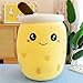 HICAS Bubble Tea Peluche de dessin animé - Poupée amusante - Thé au lait - Tasse à thé - Coussin en peluche - Jouet d'anniversaire - 35 cm - Couleur ananas 1