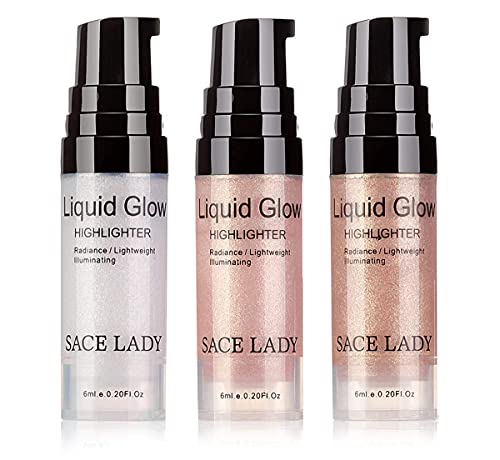 Poreless Face Primer 3Pcs & Shimmer Highlighter Makeup Glow Illuminator 3Pcs, Ultra-Smooth Soft Lightweight Pore Minimizer And Liquid Highlighter Face Cosmetic Set #TOP5