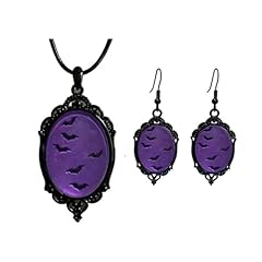 B5:Purple Bat Earrings Necklace