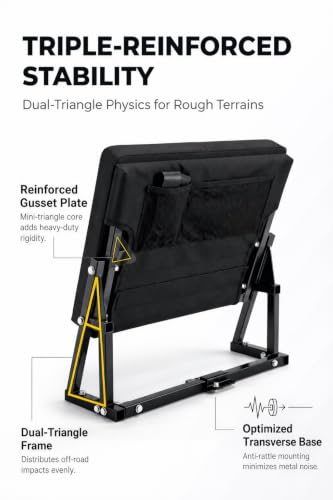 Image of KEMIMOTO ATV Backrest, Heavy-Duty Steel Frame Four Wheeler Backrest | Ultra-Stable Triple Structure Anti-Rattle Shoulder Strap Storage Pocket 2 inch Thick Cushion 600D Oxford Cloth Adjustable
