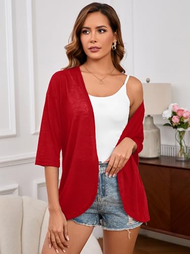 Heymoments Women's Lightweight Open Front Knit Cardigans Short Sleeve Casual Soft Drape Summer Cardigan S-2XL4