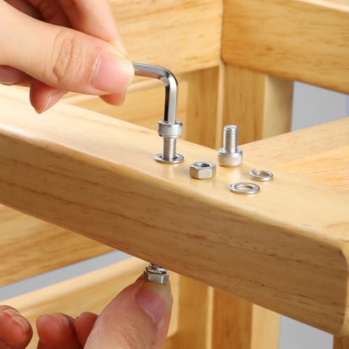 BNUOK (60 Sets) M5 x 10mm Hex Socket Head Cap Screws Bolts and Nuts, Flat & Lock Washers Kits, 304 Stainless Steel 18-8, Allen Socket Drive,Bright Finish, Full Threads,with Hex Spanner - Image 5