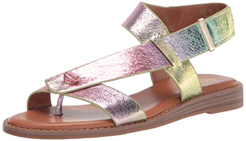 Franco Sarto Womens Glenni Ankle Strap Flat Sandals, Iridescent Multi, 8 #TOP18