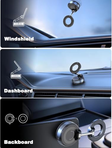 Image of NIZIX Vacuum Magnetic Suction Phone Holder, Foldable and Super-Fast Hands-Free Suction Cup Phone Mount for Car /Gym /Mirror /Smooth Surface, Compatible with iPhone Android and All Smartphones (Black)