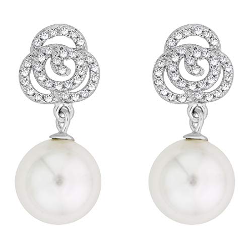 Taraash Sterling Silver CZ Drop Earrings For Women