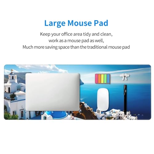 Dooqon Grand Tapis de Souris de Jeu avec Bords Cousus XXL, 800x300x3mm Tapis de Souris étendu avec Base en Caoutchouc Naturel Antidérapante pour Joueur/Bureau/Maison 80x30x3cm (L 'île Santorin) E-611 – vue 6