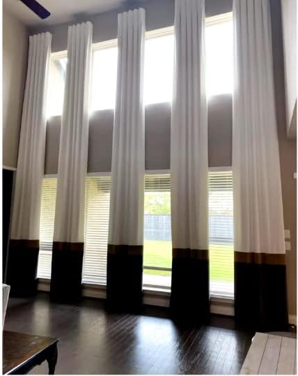 Ikiriska Extra Long Velvet Curtains, Block of 3 Colors. 8-25 ft Long (1 Panel). Grommet top Any Color. Width 50-200" (100″Wx108″L)