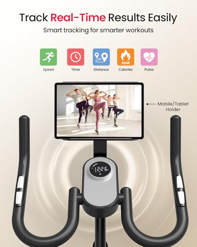 Image of Sparnod Fitness SSB-13 Spinning Bike for Home Use - Pro Magnetic Resistance System,15kg Flywheel, LCD Monitor with Pulse, 4-Way Adjustable Seat, Heavy Duty Steel Flywheel, Max weight 150kg