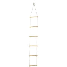 small foot Rope Ladder with Six Wooden Rungs 2m Indoor Outdoor Climbing Toy 75kg Brown 1048