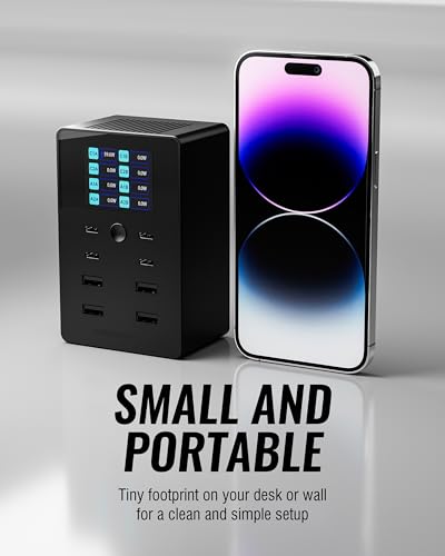 SABRENT 252W USB Charger – 8-Port Charging Station with USB-C 100W PD & USB-A Fast Charging, LCD Display, PPS, Compact Travel Design for Laptops, Phones, Tablets, Gaming Devices (AX-8PTC) image 6