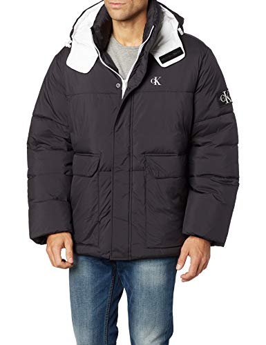 Calvin Klein MW Hooded Puffer Jacket Abrigo, CK Black, L para Mujer