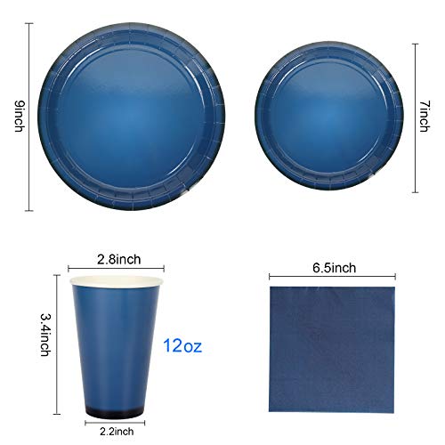 Swedin Blue Paper Plates, Blue Disposable Plates, Blue Party Plates Including 50 Dinner Plates, 50 Dessert Plates, 50 Cups, 50 Napkins For Party, Graduation, Birthday, Holiday Etc. #TOP4