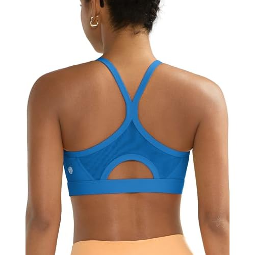 Running GIRLSports Bra for Women,Y Back Molded Cup Medium Impact Sports Bras for Women with Sewn in Pads Dark Blue Small
