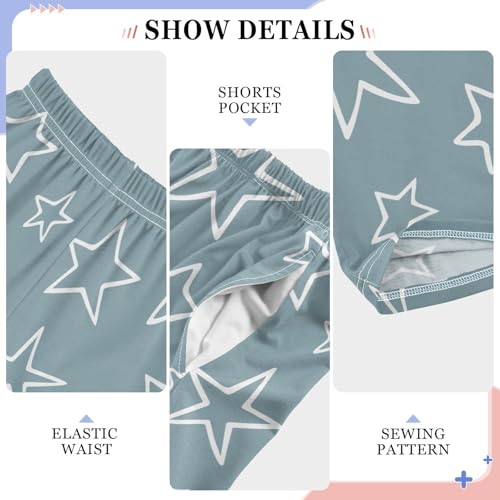 Boys' Pants Cute Stars White Doodle Long Bottoms Jogger Pants Elastic Waist Trousers with Pockets S-XL4