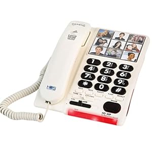 Serene Innovations Amplified Big Button Landline Phone for Seniors with Dementia – 26dB Home Phone with Photo Buttons – Hearing Impaired Telephone