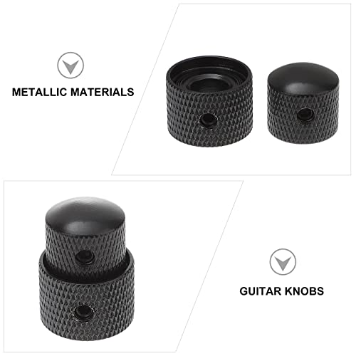 Heallily Dual Concentric Control Knobs Stacked Knobs Guitar Volume Tone Control Dome Knobs For Electric Guitar Bass Black #TOP5