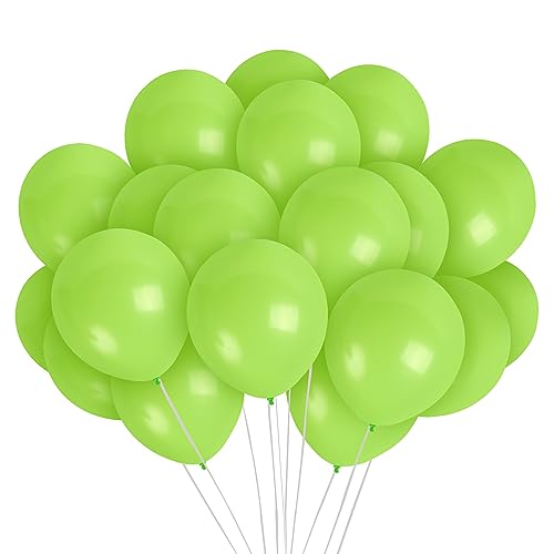 Treasures Gifted Lime Green Balloons Pack of 100 - Light Green Balloons - Latex Party Decorations - Neon Apple Green 12 Inch Matte