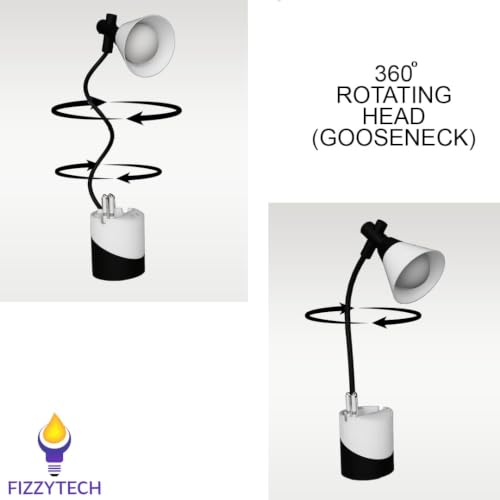 Image of fizzytech 360 Flexible LED Desk Lamp with Mini Fan, Pen Holder & Mobile Stand - Touch Control Adjustable Desk Light for Reading, Studying, Office & Home Use (White & Black)