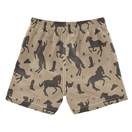 Wild West Cowboy Boys Swim Trunks Baby Kids Horses Swimwear Summer Toddler Beach Board Shorts Bathing Suit 2T2