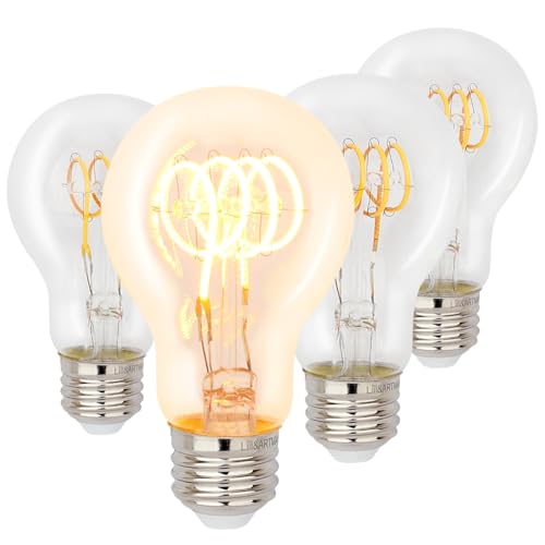 Liii&ARTMAN LED Vintage Light Bulb A19 6W E26 Dim-to-Warm dimming Warm Globe 2000-2800K Clear CRI...