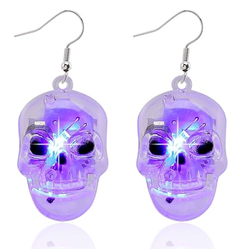 Halloween Light Up Earrings Led Skull Spider Dangle EarringsGrowing Pumpkin Ghost Drop Earrings Cute Holiday Festive Party Earrings Jewelry for Women