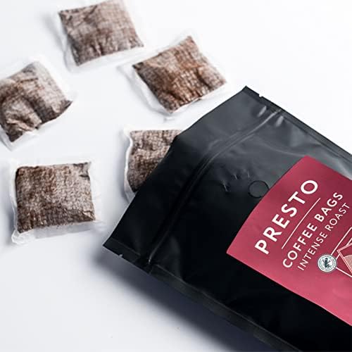 Presto Coffee Bags | Intense Espresso Blend | 25 Bags | Dark Roast | Roast Level 6/6 | 100% Robusta | Ground Filter Coffee in a Bag | Fully Recyclable Packaging