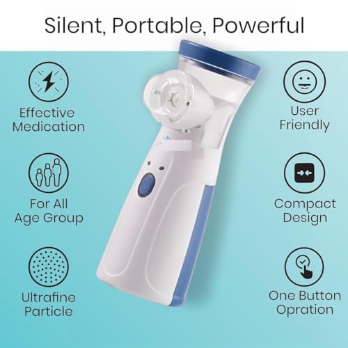 Image of Portable Nebulizer & Humidifier for Baby & Adults | Compact, Silent, Self-Cleaning Machine with Long Battery Life | Effective for Asthma, Cough, Sinus & Allergy Relief at Home