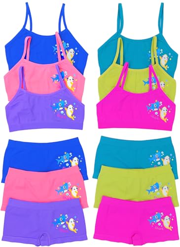 Image of ToBeInStyle Girl Pack of 6 Set Spaghetti Strap Training Bras & Boyshorts Bikinis