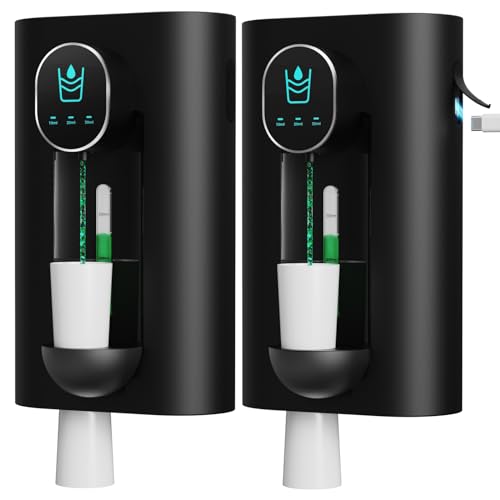 Image of Automatic Mouthwash Dispenser 18.26 oz Touchless Mouthwash Dispenser for Bathroom Magnetic Cup USB Rechargeable and 3 Dispensing Levels with Led Screen Wall-Mounted or Countertop Use-Black 2Pack