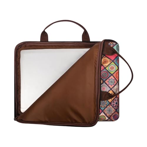 Image of Tabelito Designer Printed Laptop Sleeve for Women (13-15.6 Inch) | Jute & Vegan Leather Office Handbag | Lightweight Stylish Work Bag with Handle