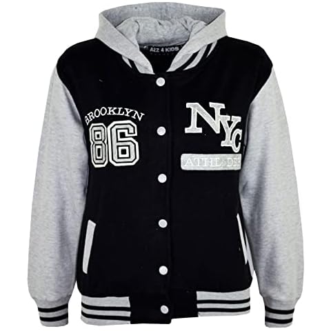 Chaqueta deportiva con capucha para niños y niñas, béisbol NYC, Negro Cover