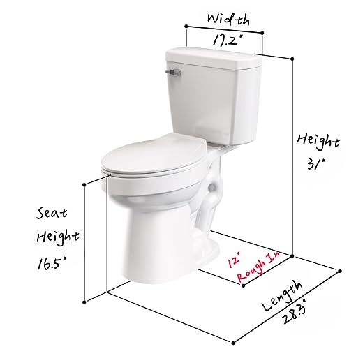 White-2-piece-Elongated-Toilet-with-Standard-12-in-Rough-in-ELLAI-Powerful-Single-Flush-128-GPF-ADA-Chair-Height-Toilet-Seat-Included White 2 piece Elongated Toilet with Standard 12 in Rough in ELLAI Powerful Single Flush 128 GPF ADA Chair Height Toilet Seat Included