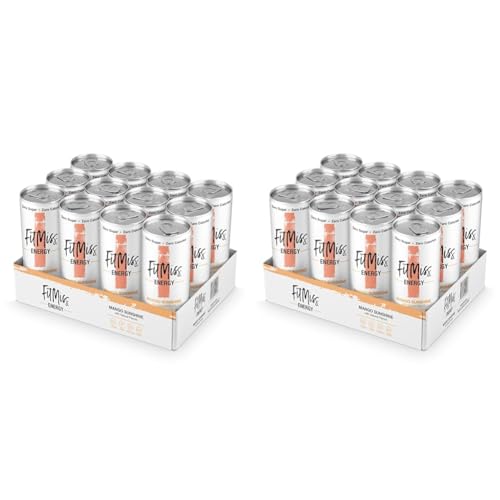MusclePharm FitMiss Energy Drink 12oz (Pack of 24) - Mango Sunshine - Sugar Free Calories Free - Perfectly Carbonated with No Artificial Colors or Dyes