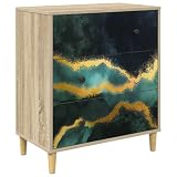 Mhdvray Comò WIJHE con 3 cassetti, 66 x 36,5 x 75 cm, colore turchese